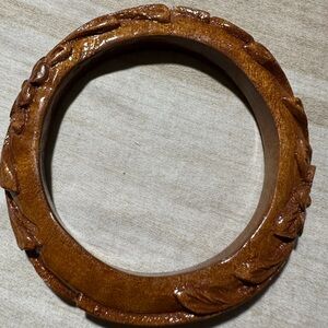 Carved Wooden Bangle Bracelet